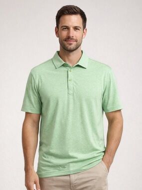 NWT Raffi Short Sleeve Aqua Cotton Polo Large Mint Green Easy Care Luxury Comfy